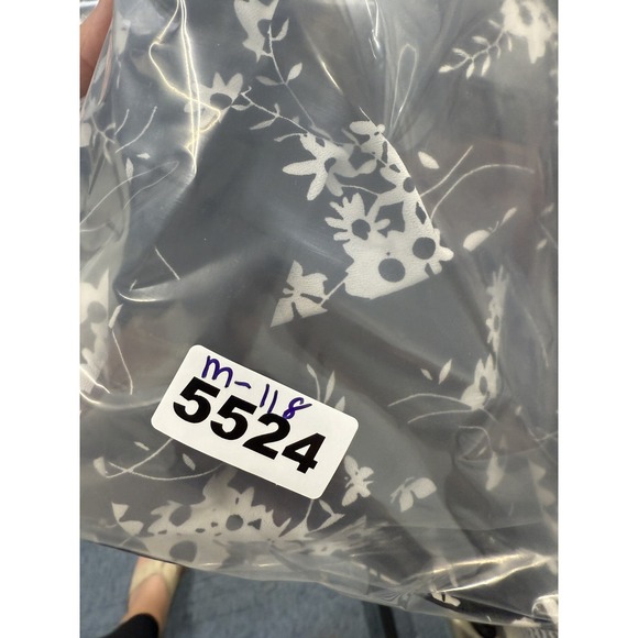 Michael Kors Jacket Womens Medium Black White Floral Full Zip Gold Accents Shirt - Picture 15 of 15